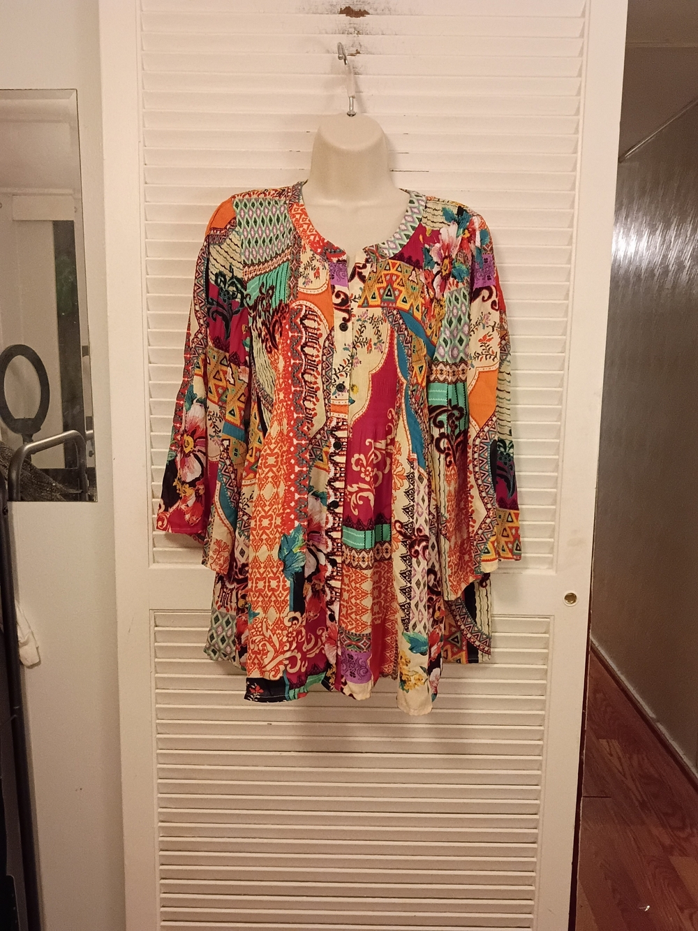 Spense Women's Abstract Print Blouse in Red & Multicolor XL Like 
